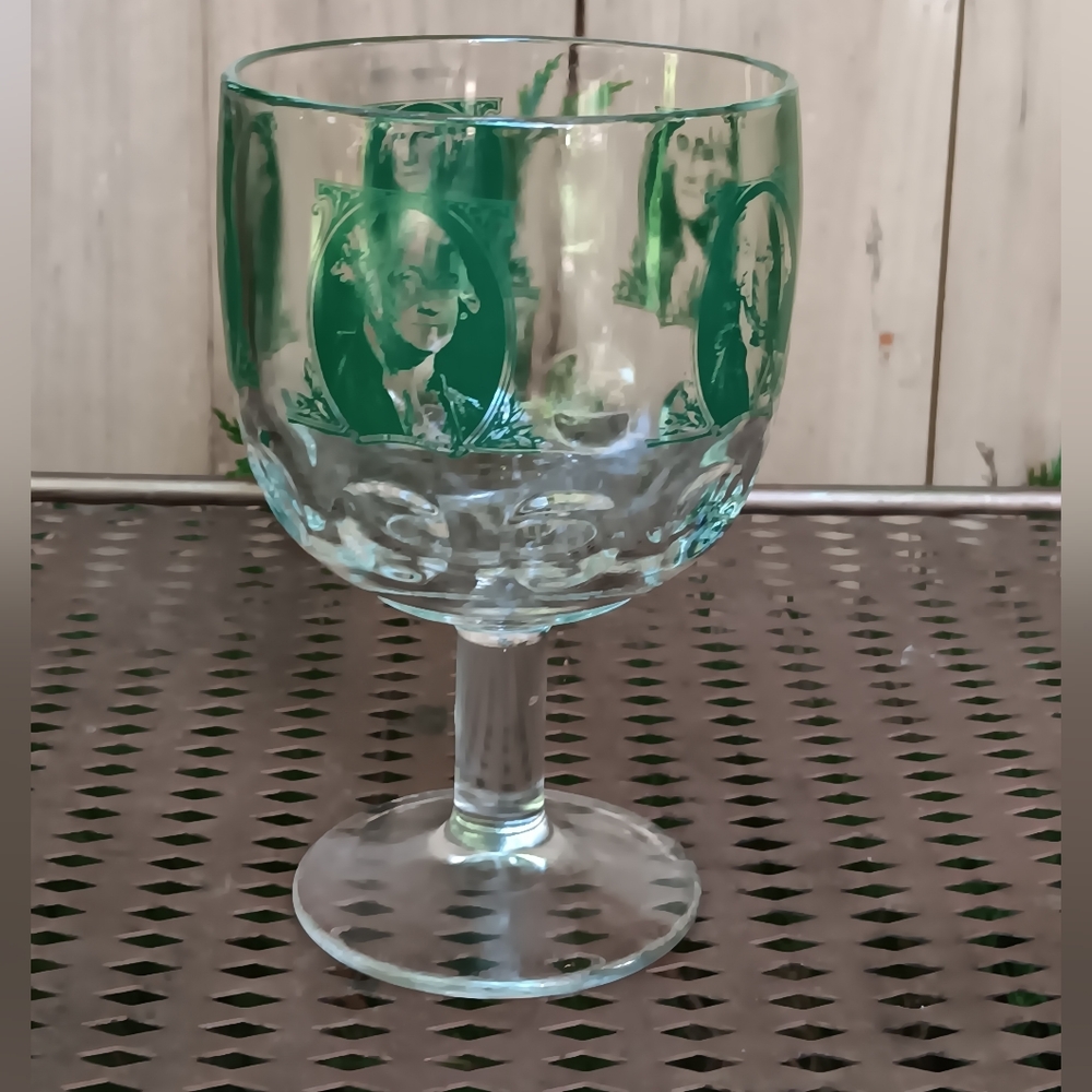 Vintage 1960s Bartlett Collins George Washington Dollar Bill Thumbprint Goblet 6